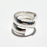 Argentium® Silver Wide Textured Snake Band Ring Collection Size 9 | Footprint