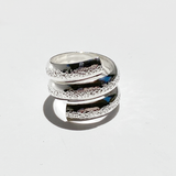 Argentium® Silver Wide Textured Snake Band Ring Collection Size 10 | Pebble