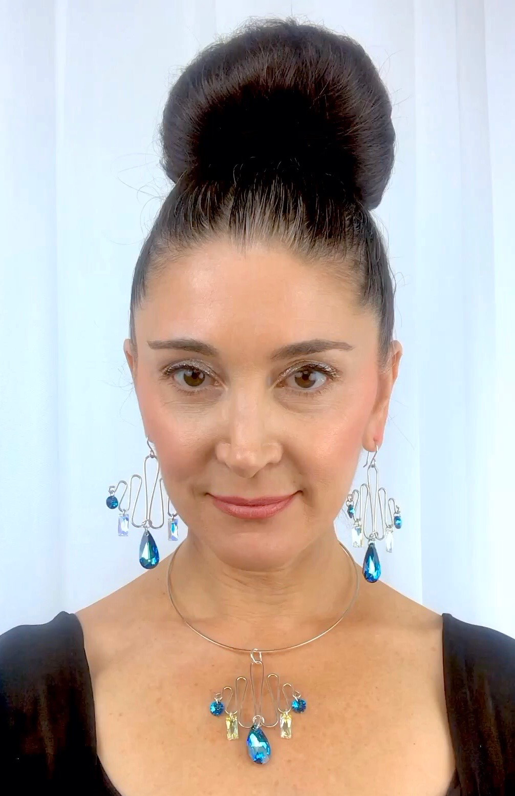 Jewelry Made in California - Thick Sterling Ultra Goddess Chandelier Choker Necklace- Crystals