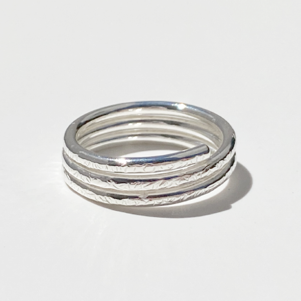 Argentium® Silver Textured Perfect Spiral Band Collection