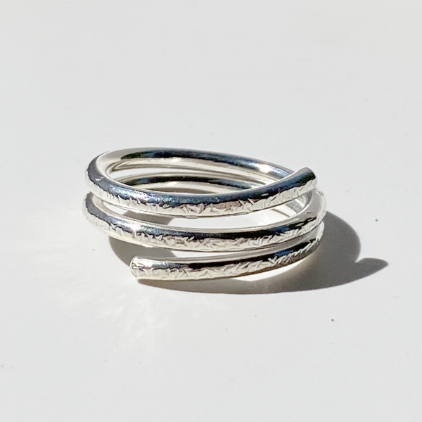 Argentium® Silver Textured Snake Band Ring Collection -Light Texture Size 7
