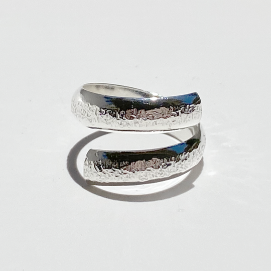 Argentium® Silver Wide Textured Snake Band Ring Collection Size 9 | Silk