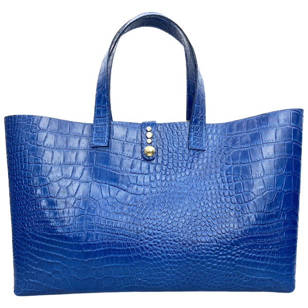 Large Blue Croc Leather Tote - Bag 94