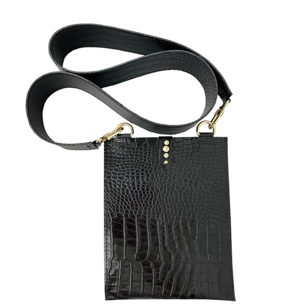 Croc Italian Premium Leather Cell Bag 81 - Crystal Closure