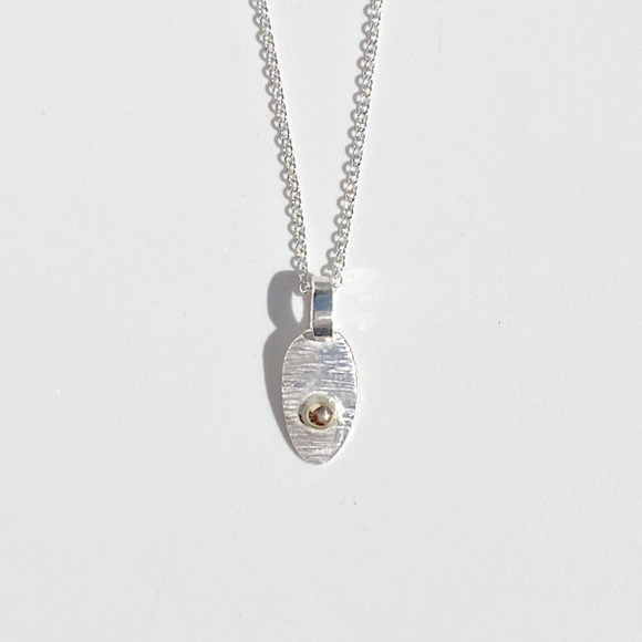 Argentium Silver Delicate Pendant Necklace - 14 Karat Caviar