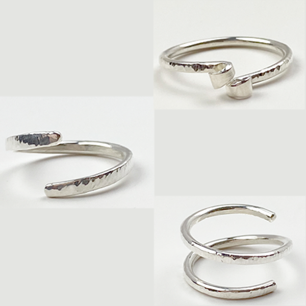 Sculpted Open Stack 14k Gold & Sterling Ring Set - Trio