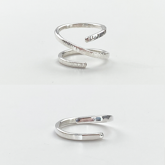 Sculpted Open Stack 14k Gold & Sterling Ring Set  - Modern