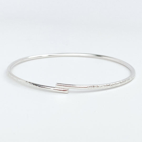 Timeless Argentium Silver Bangle Bracelets - Overlapped Textured