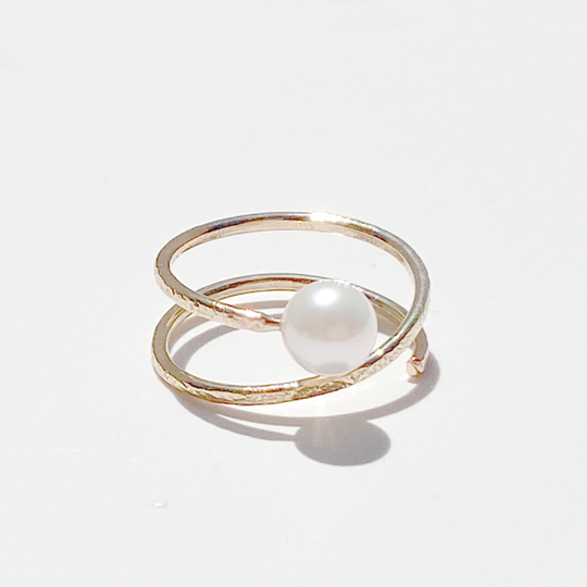 14 Karat Yellow Gold White Pearl Elegance Ring - One of a Kind Style