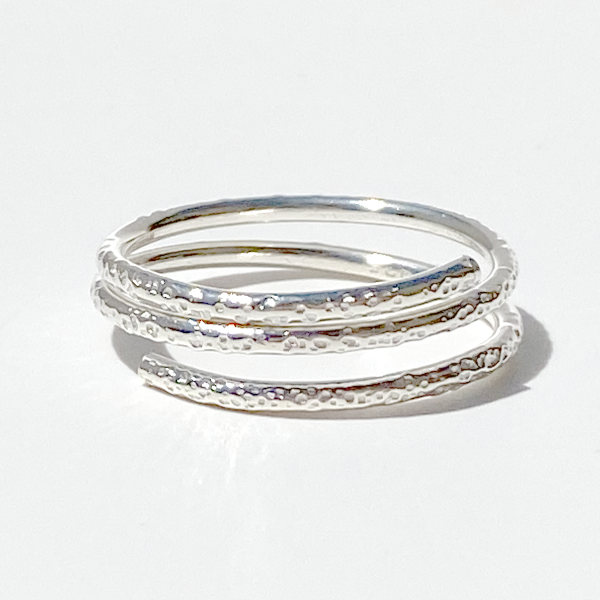 Argentium® Silver Textured Snake Band Ring Collection