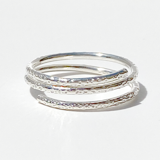 Argentium® Silver Textured Snake Band Ring Collection