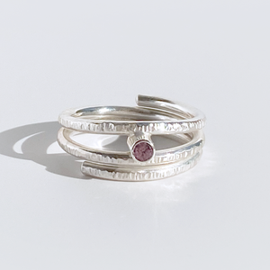 Argentium® Silver Pink Sapphire Gemstone Ring - Delicate