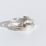 Argentium® Silver Pink Sapphire Gemstone Ring - Delicate