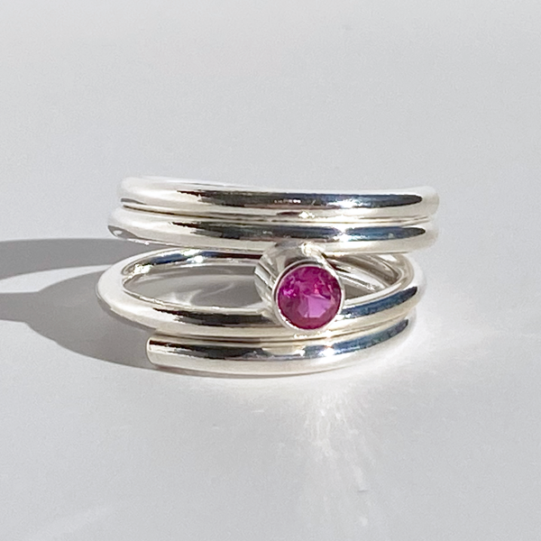 Argentium® Silver Ruby Precious Gemstone Ring - Red Beauty | Handmade by California Jewelry Artist Lisa Ramos