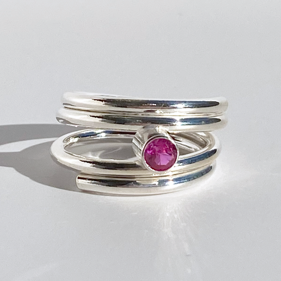 Argentium® Silver Ruby Precious Gemstone Ring - Red Beauty