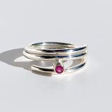 Argentium® Silver Ruby Precious Gemstone Ring - Delicate