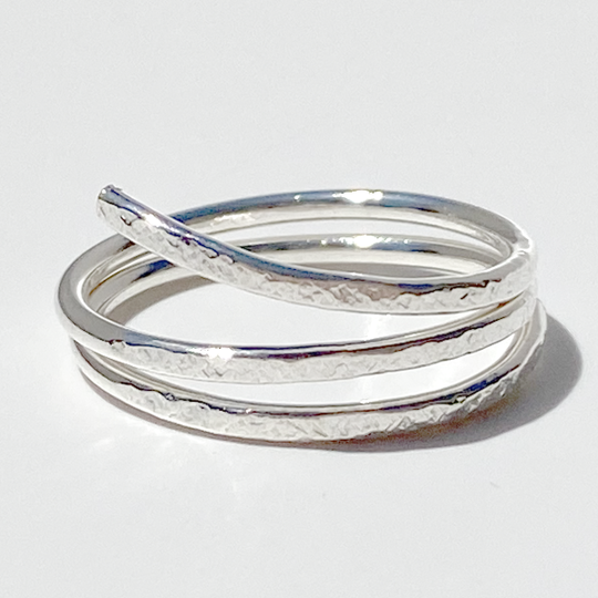 Argentium® Silver Textured Snake Band Ring Collection