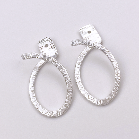 Modern Sterling Silver Hoop Earring Set - Earring Jackets with Studs (wear 3 ways)