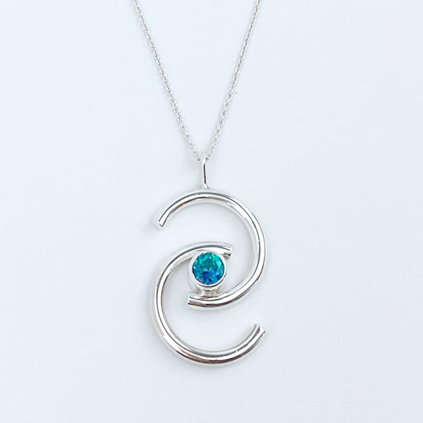 Argentium® Silver Topaz Pendant Necklace - Floating C