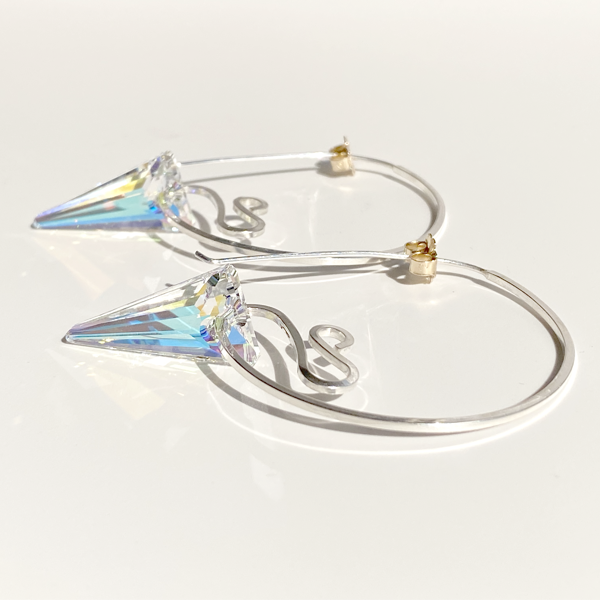 Versatile Spike Crystal Sterling Hoop Earrings