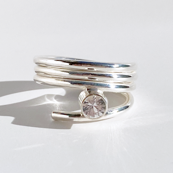 All Day Elegance Argentium® Silver White Sapphire Ring Collection - Size 9 | Classic II | Handmade by California Jewelry Artist Lisa Ramos