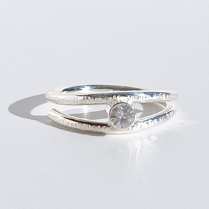 Argentium® Silver White Sapphire Ring - Simple Elegance