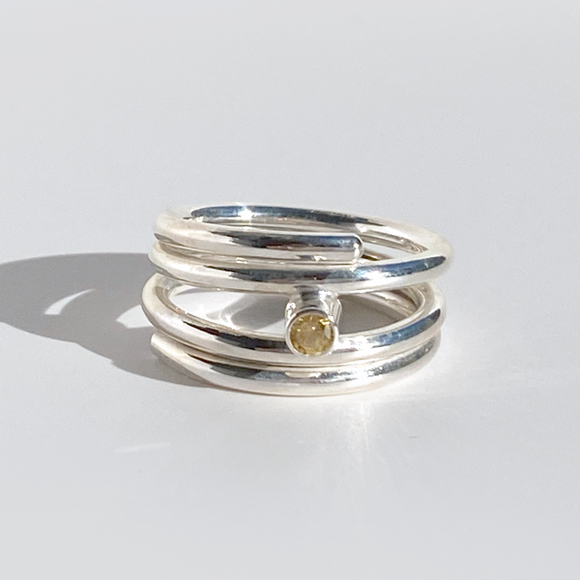 Argentium® Silver Sapphire Gemstone Ring - Yellow Beauty