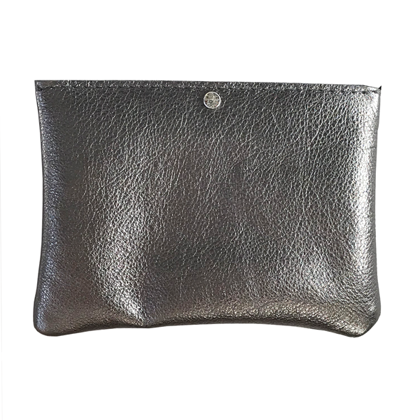 Metallic Leather Pouch Accessory with Crystal