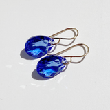 14k Gold Filled Elegant Crystal Modern Pear Earrings - Royal Blue