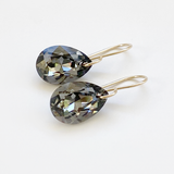 14k Gold Filled Elegant Crystal Modern Pear Earrings - Gray
