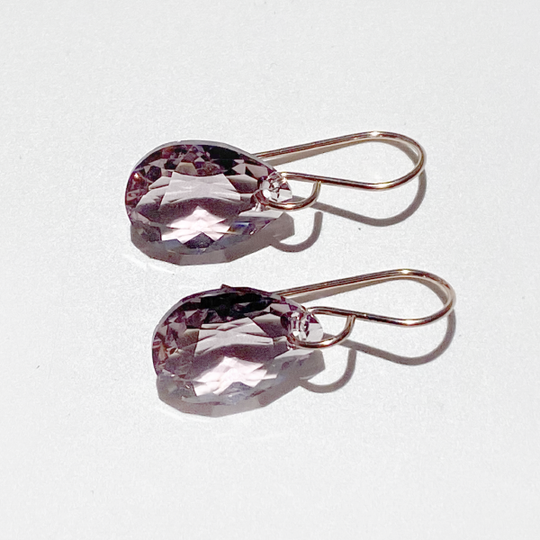 14k Gold Filled Elegant Crystal Modern Pear Earrings - Light Lavendar