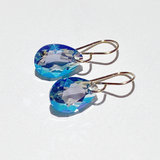 14k Gold Filled Elegant Crystal Modern Pear Earrings - Aquamarine