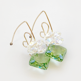 Versatile Short Scroll Design Princess Cluster Crystal Earrings - Peridot