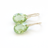 14k Gold Filled Elegant Crystal Modern Pear Earrings - Perfect Green