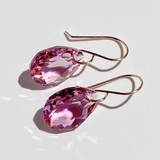 14k Gold Filled Elegant Crystal Modern Pear Earrings - Rose