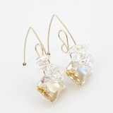 Versatile Short Scroll Design Princess Cluster Crystal Earrings - Golden