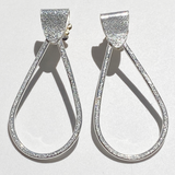 Argentium Silver Textured Pear Shaped Hoop Design Earrings - Silk Textured