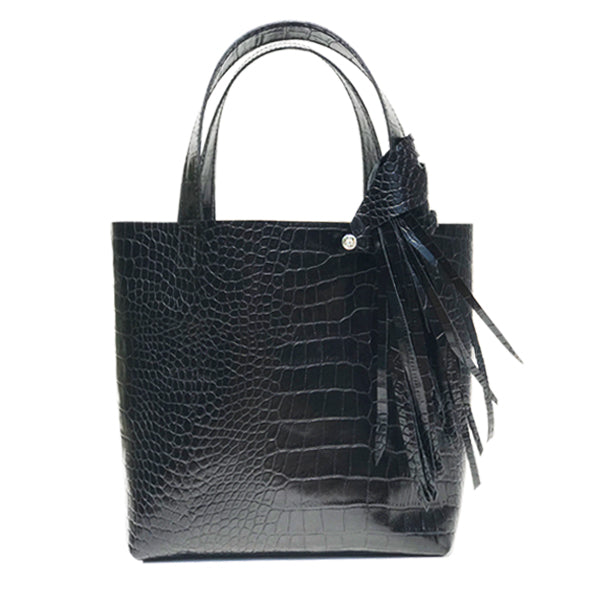 Croc Italian Leather Tote Bag 5 – Fringe Crystal Design