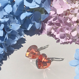 Crystal Heart Earrings - Peach