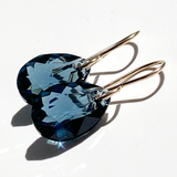 14k Gold Filled Elegant Crystal Modern Pear Earrings - Dark Sapphire