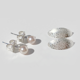 Argentium Silver Earring Set - Earring Jackets with Pearl Studs