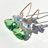 Versatile Scroll Design Trilliant Cut Cluster Crystal Earrings -  Peridot Color