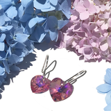 Crystal Heart Earrings - Pink