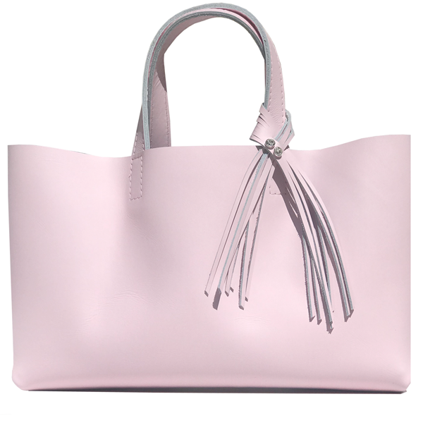 Large Pretty Pink Leather Tote 67 – 2 Crystal Fringe Design