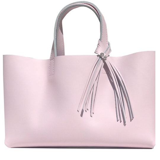 Large Pretty Pink Leather Tote 67 – 2 Crystal Fringe Design