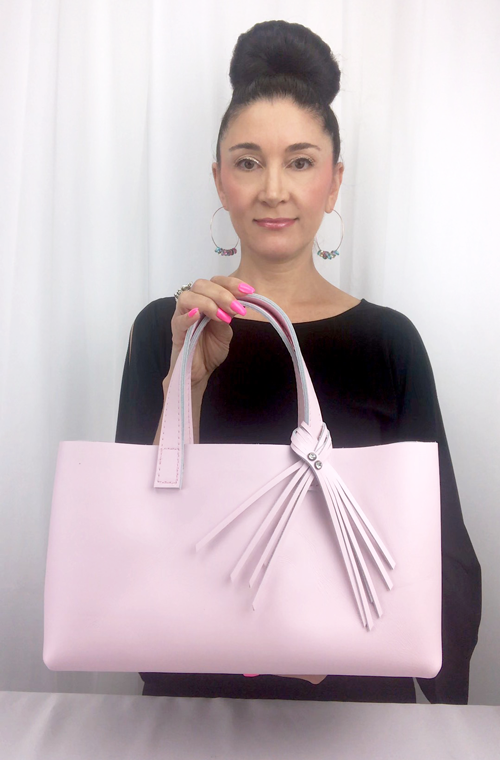 Handbag Designer, Lisa Ramos featuring Pink Tote Bag Made in USA