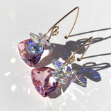 Versatile Scroll Design Trilliant Cut Cluster Crystal Earrings -  Pink Color