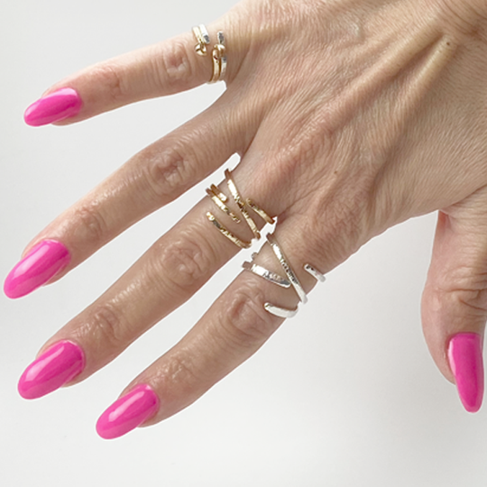 Versatile Sculpted Open Stack Ring Collection - Sets in Sterling or 14k Gold