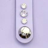 Stainless steel spring closure hardware element surrounded with the worlds finest cut crystals