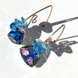 Versatile Scroll Design Trilliant Cut Cluster Crystal Earrings -  Purple Unicorn Color